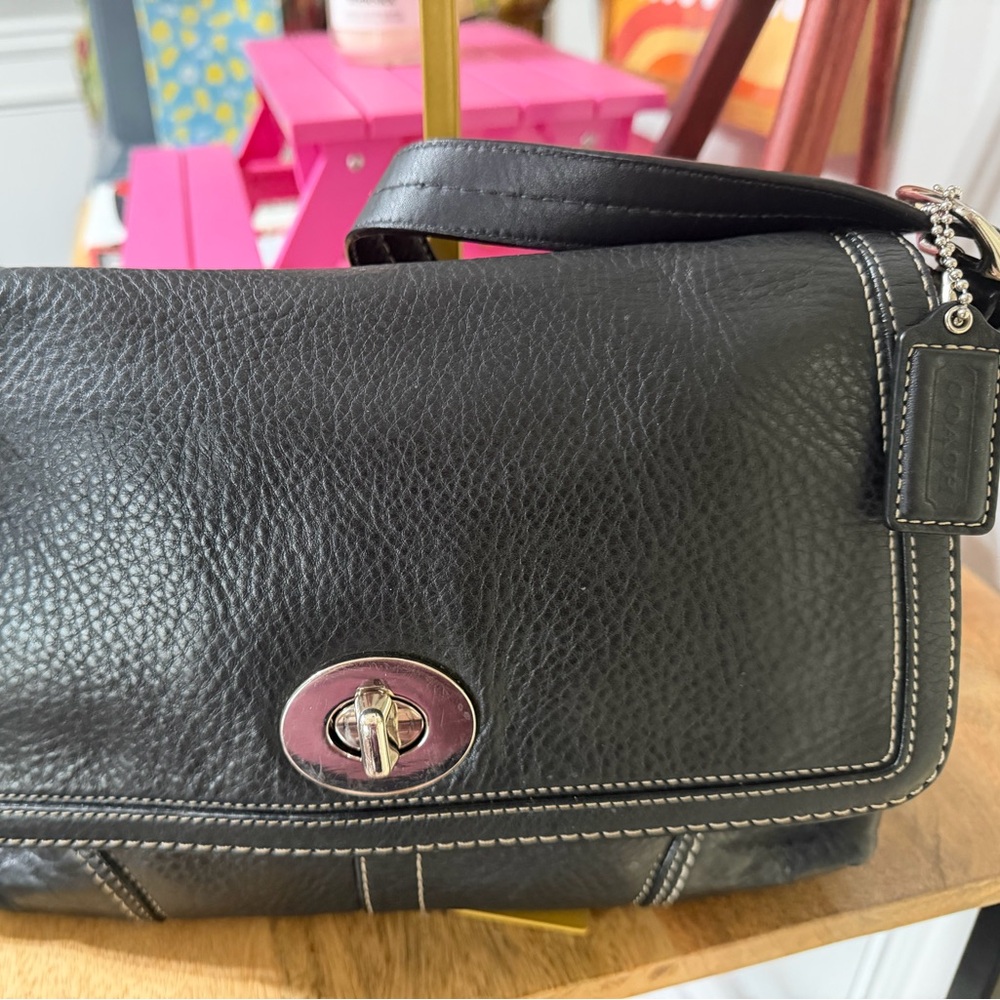 Coach Black and Tan Leather Bag